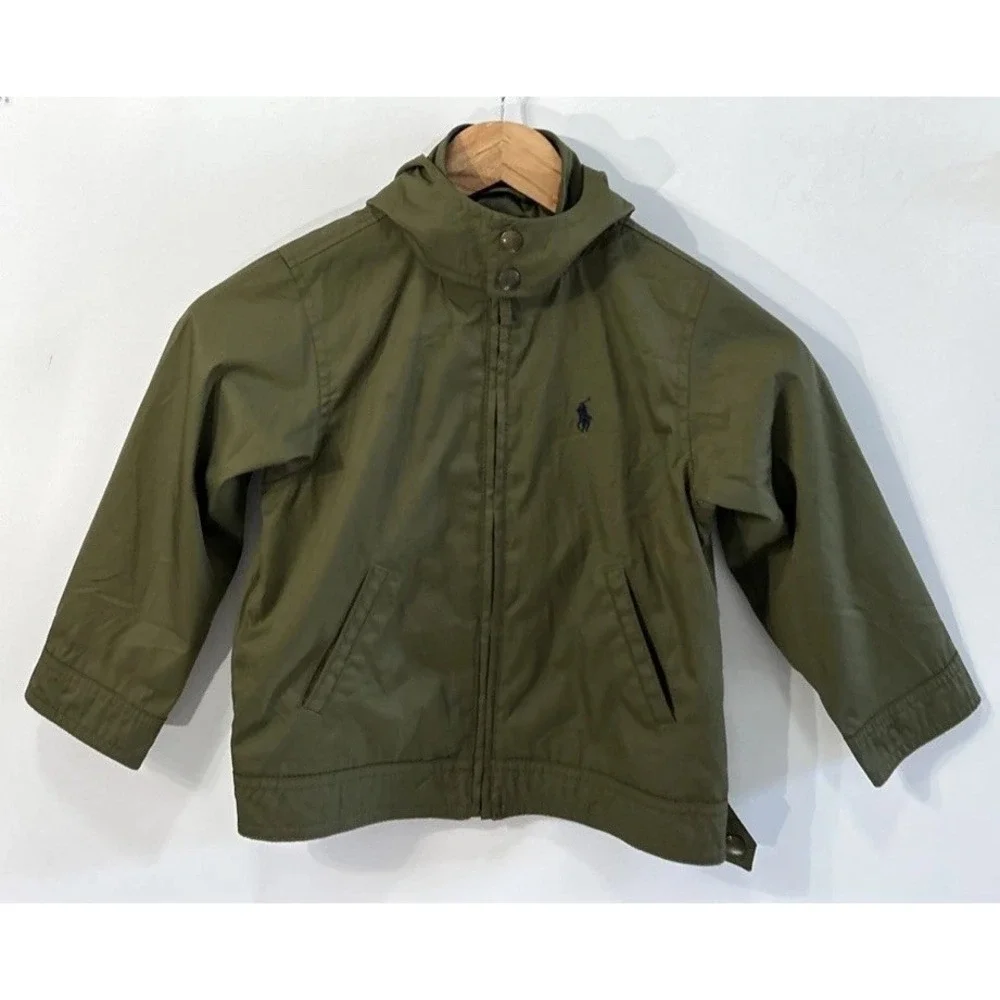 Boys Polo Ralph Lauren Harrington Jacket Full Zip Sz 3/3T Hooded Windbreaker
